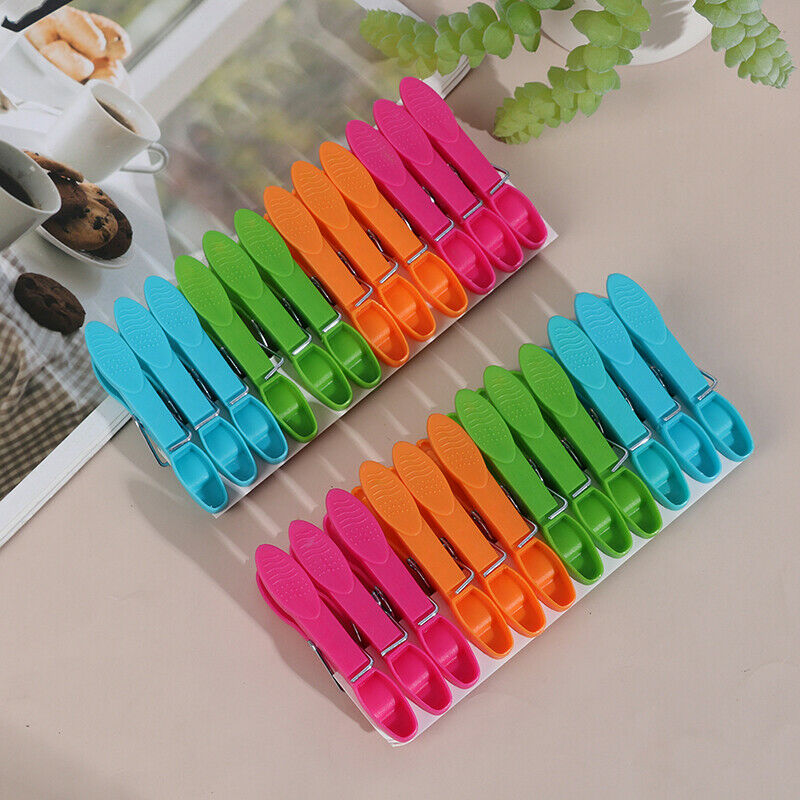 24Pcs Laundry Clothes Pins Hanging Pegs Clips Plastic Clothespins  Hangers T TL