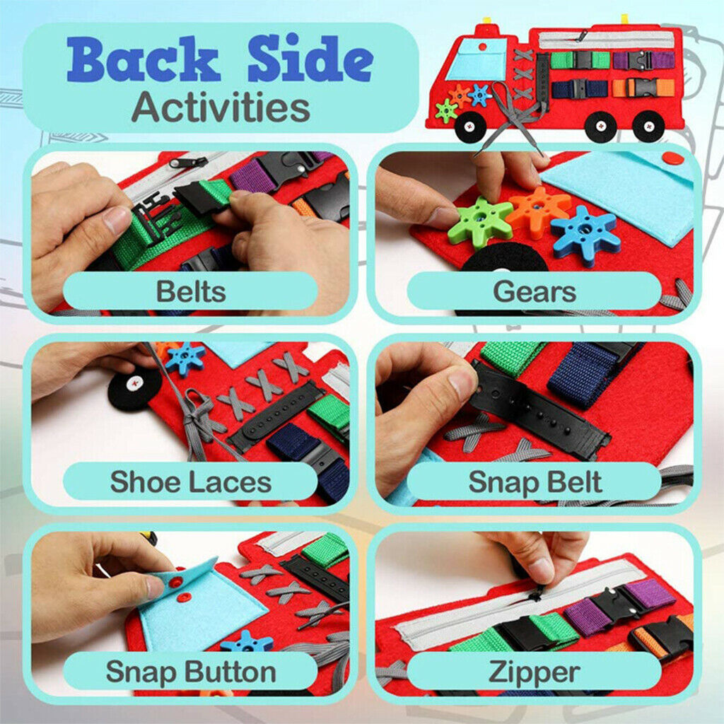 Felt Faric Fire Fighting Truck Busy Board Basic Skills Board for Toddlers