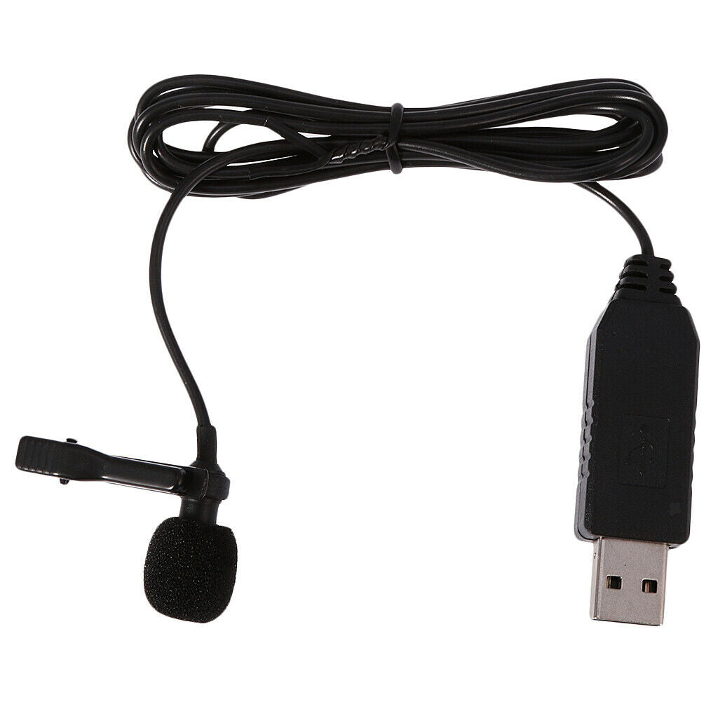 USB Omnidirectional Condenser Clip On Collar Tie Lavalier Lapel Microphone