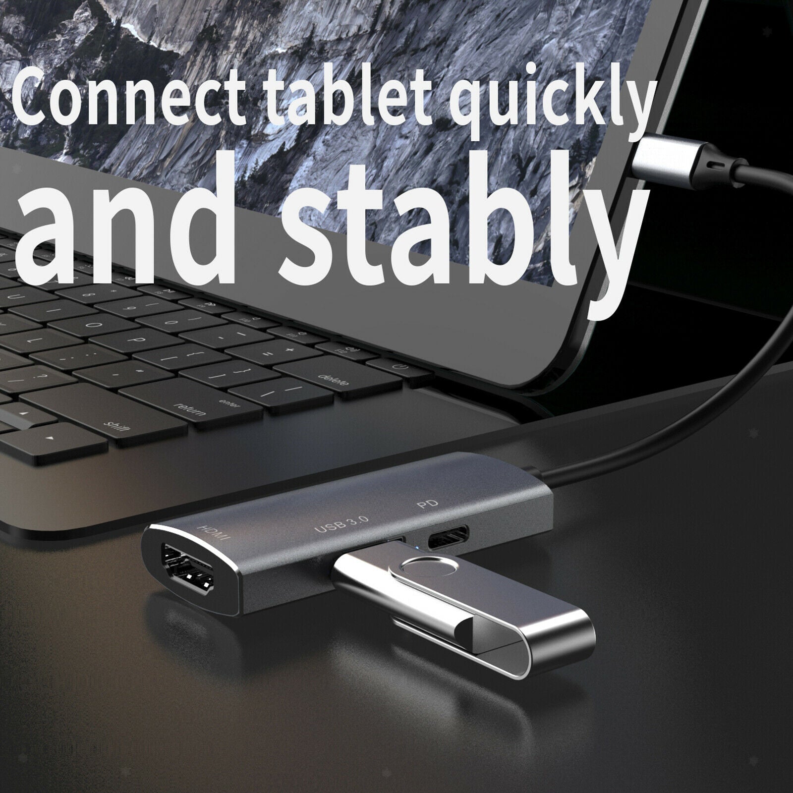USB C Hub Adapter Max 100W PD Charger for MacBook Pro Tablet Projector Grey