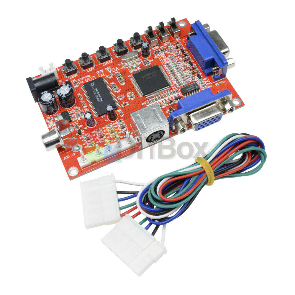Durable VGA to RGBS/CGA/AV/S-Video Converter Board Arcade Game Multicode w/ Wire