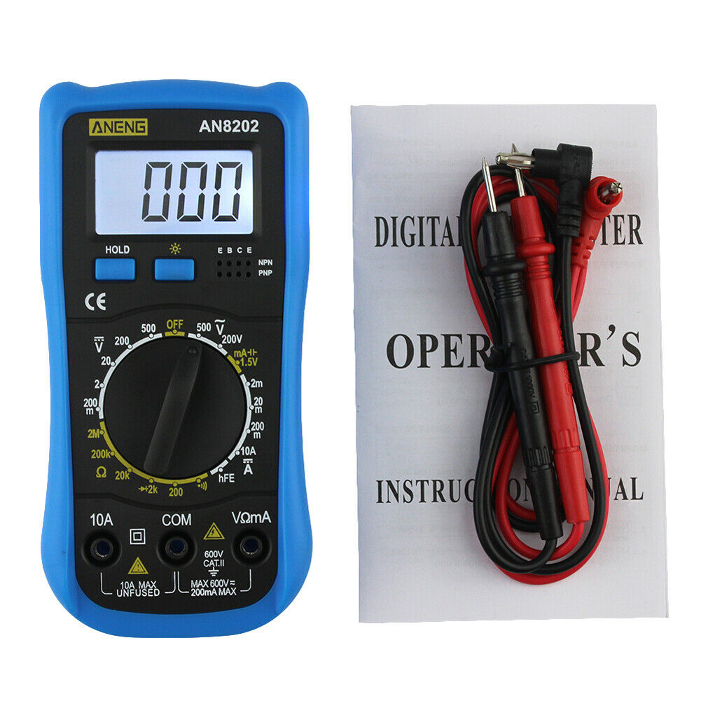 AN8202 Digital LCD Multimeter Backlight AC/DC Ohm Voltage Ammeter Tester @