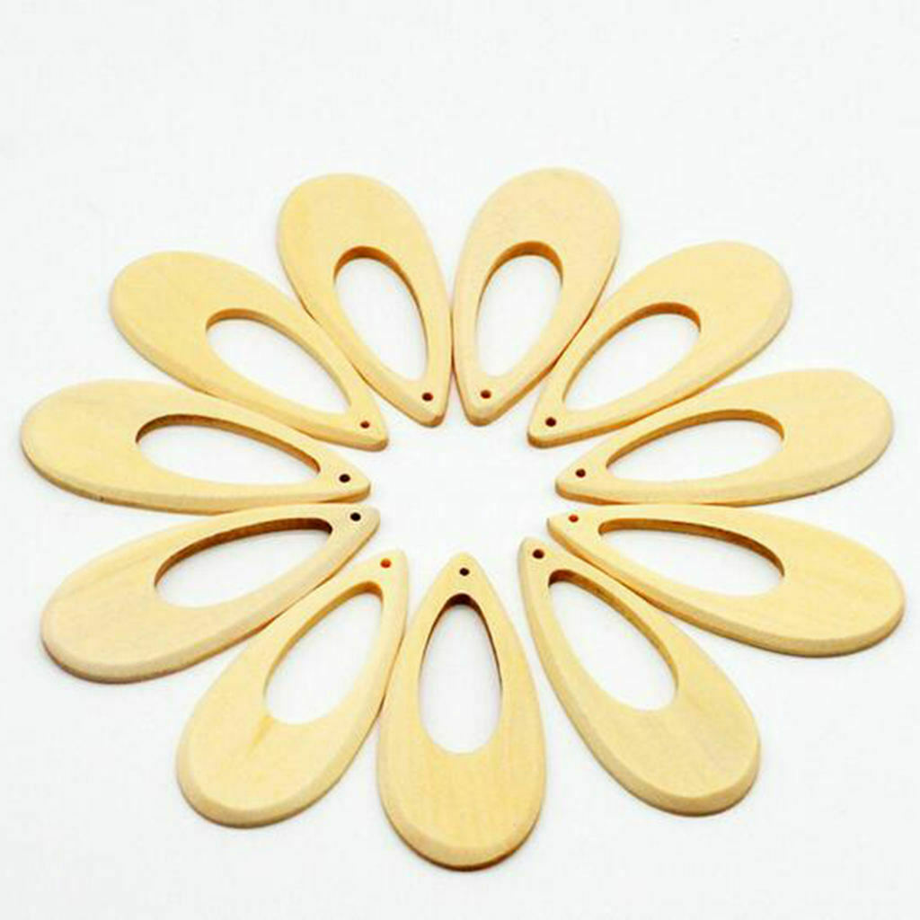 20x Drop Shapes Unfinished Wood Pendants Wooden Beads for DIY Earrings