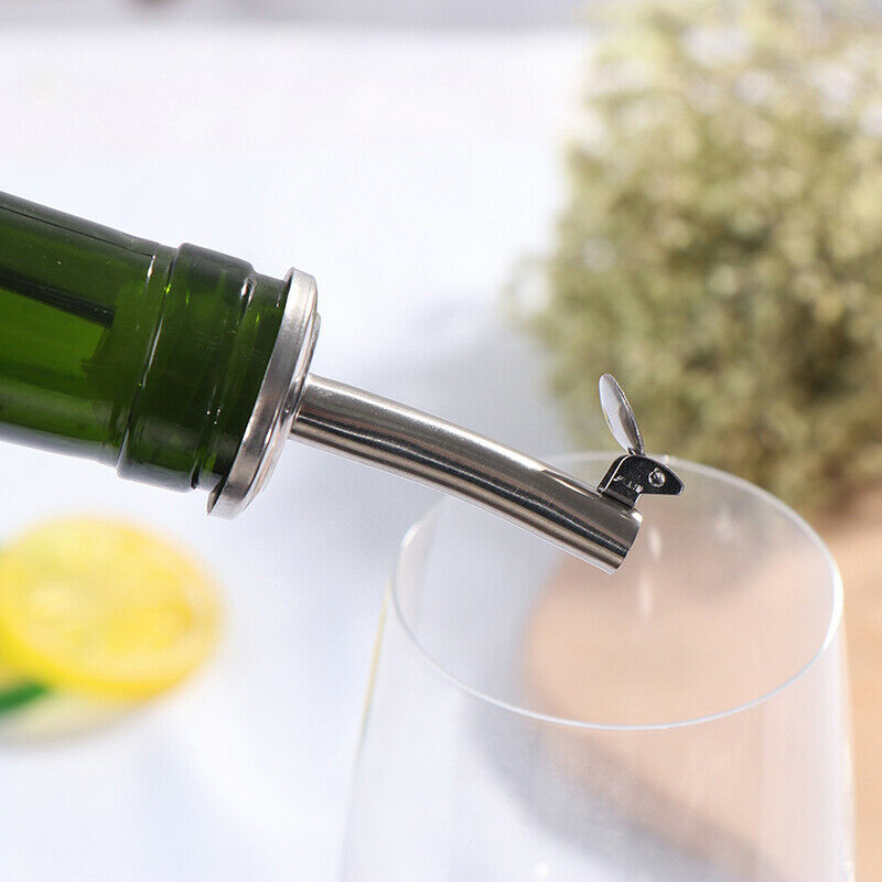 Stainless Steel Oil Stopper Wine Pourer Double Cover Nozzle Kitchen Bar T.l8