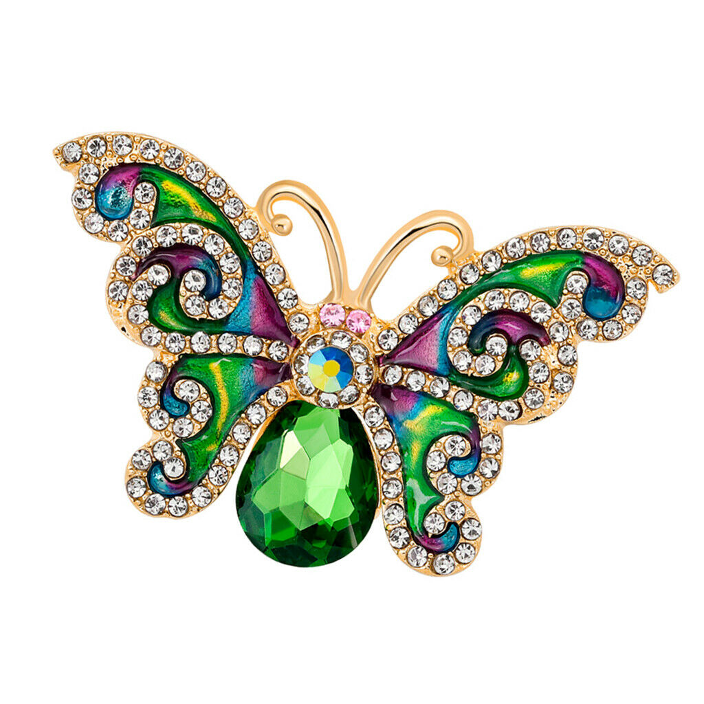 Fancy Rhinestone Butterfly Collar Pin Brooch Jewelry Dress Hat Badge