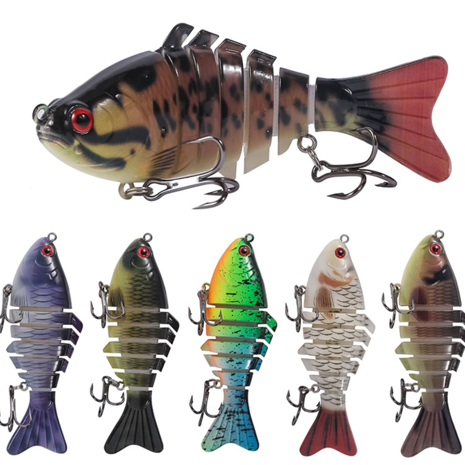 7 Segment Multi Jointed Fishing Lure Minnow Crank Baits Bass Life-like Swimbait