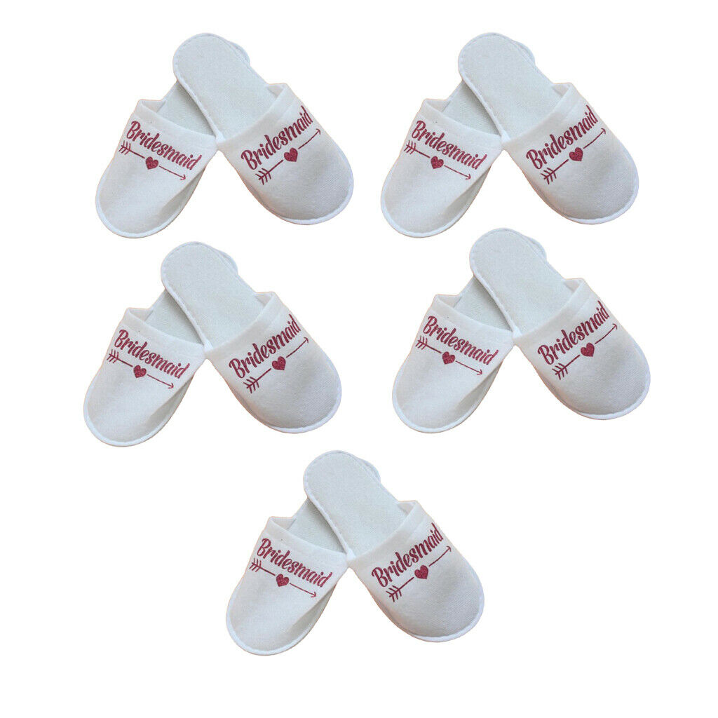 5Pairs Anti-Slip Bridal Shower Bridesmaid Sauna Travel Hotel Home Slippers