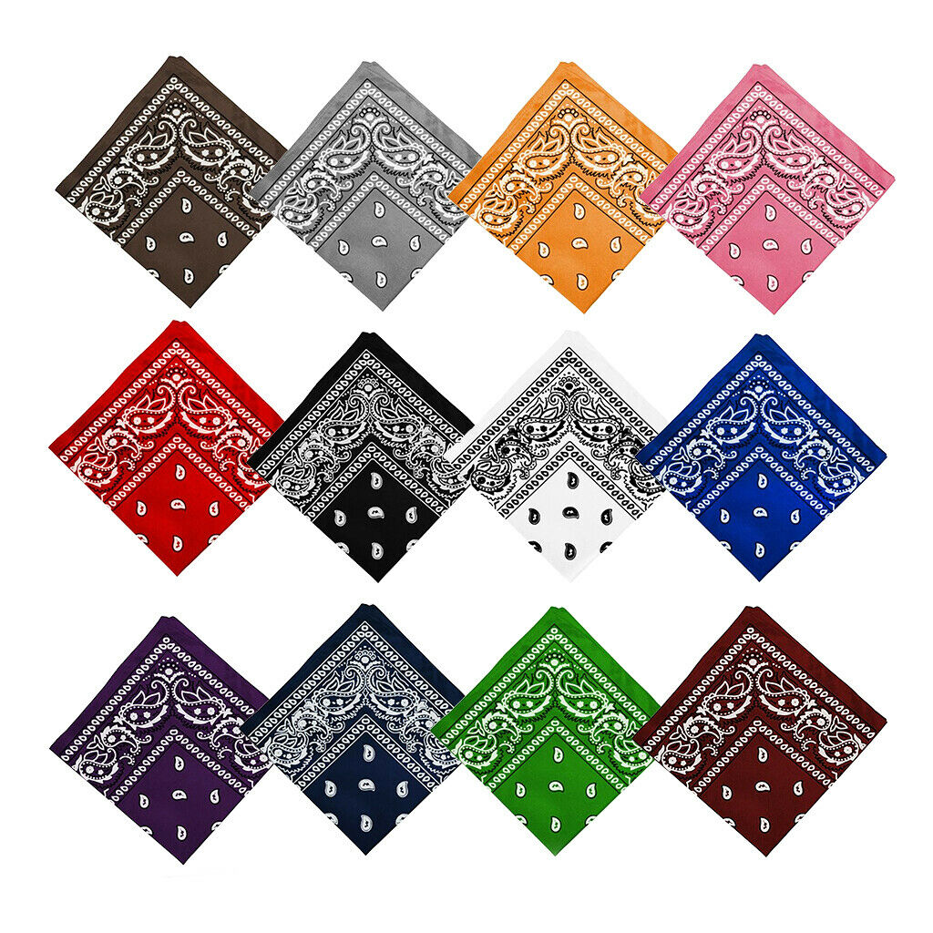 12 Pcs Cotton Paisley Cowboy Bandana Scarf Head Wrap Neck Scarf Handkerchief