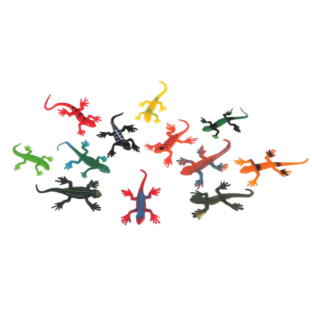 12Pcs/set small plastic lizard gecko reptiles gigures kids party bag fill.l8