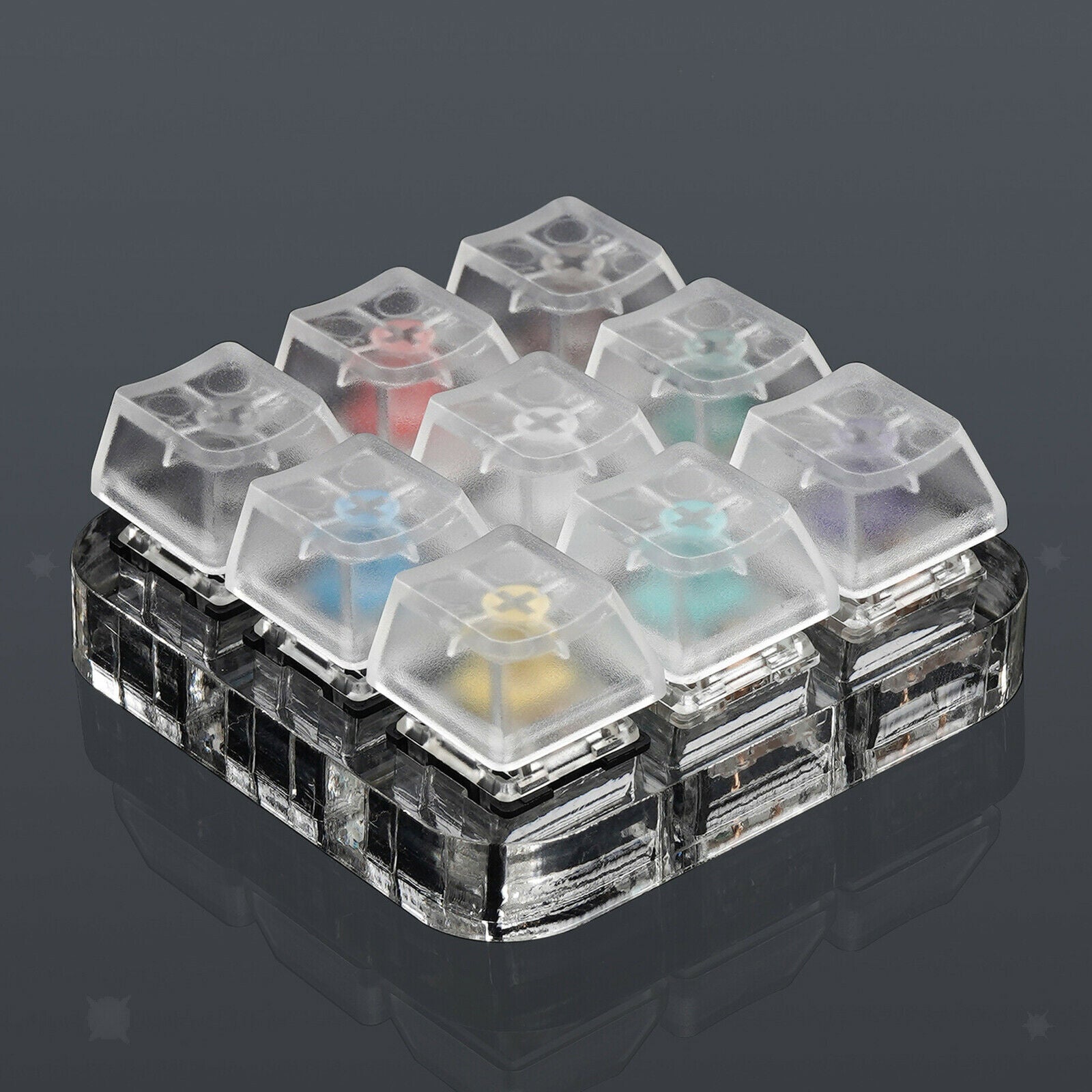 1pcs 9 Keys Switches Shaft Switch Tester with Clear Keycaps Kit Acrylic Frame