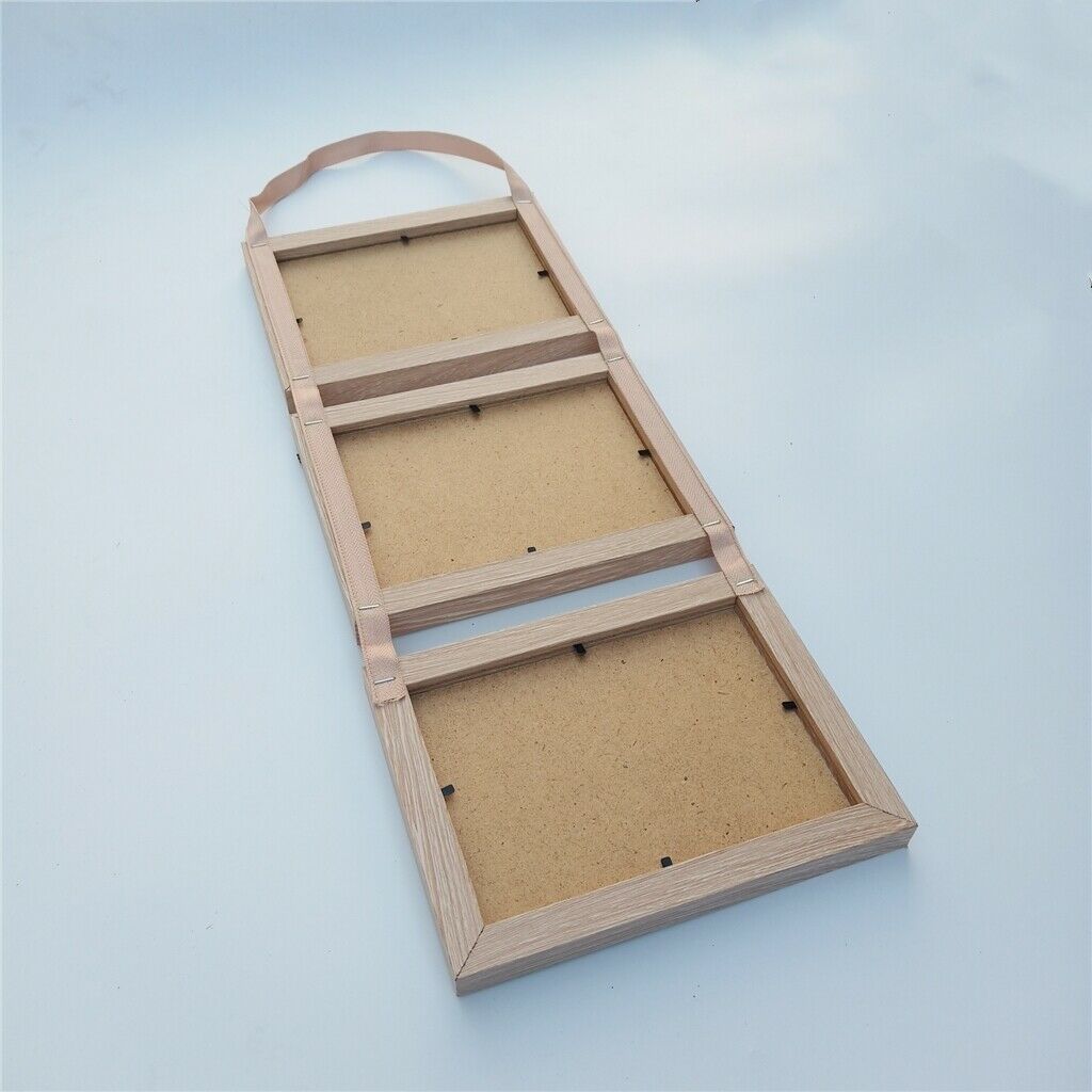 Triple Wood Photo Picture Frame Wall Hanging Rustic Photo Frame& Rope Wall Decor