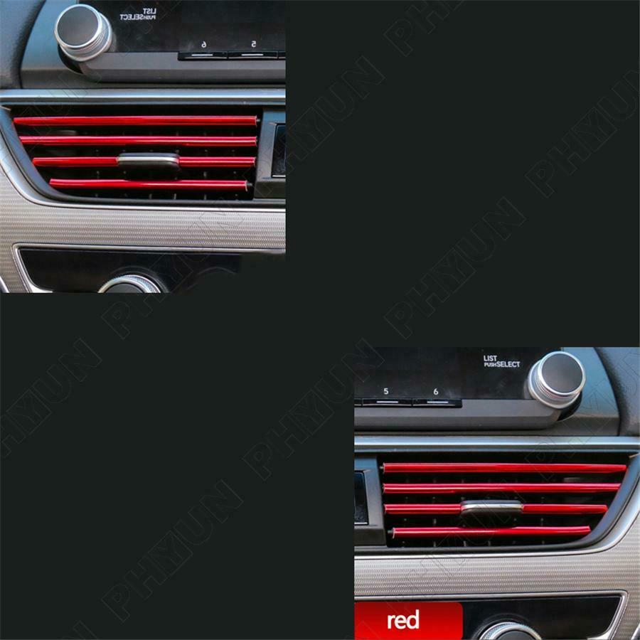 10 Ã— Red Air Conditioner Air Outlet Decoration Strip Cover Car Accessories PVC