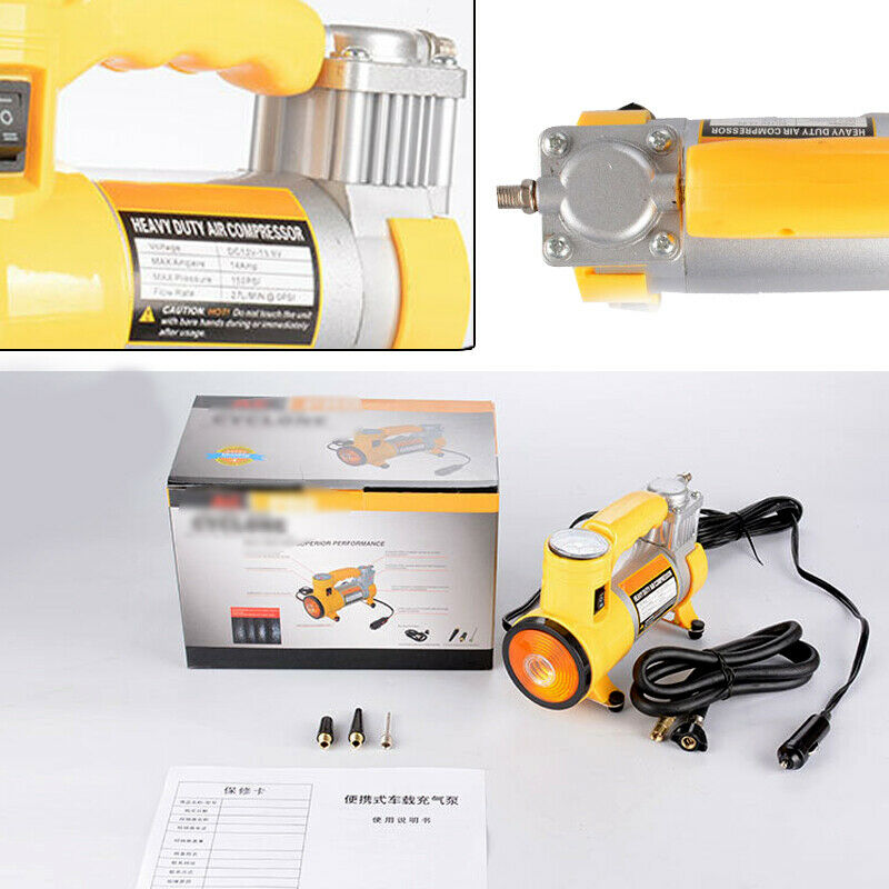 150PSI Metal Car Air Pump Inflator Lamp With Light Tire Pressure Gauge Tire Pump