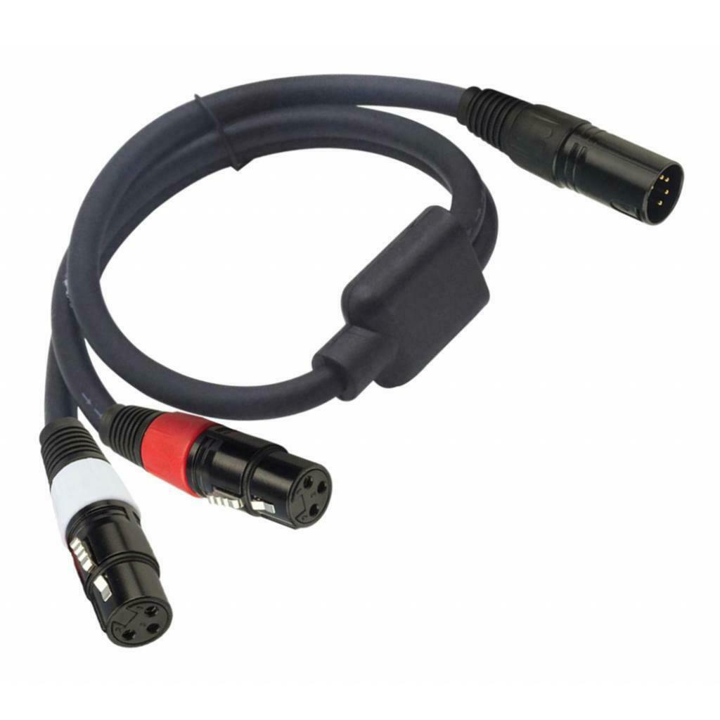 5-Pin Male to Dual 3Pin Female Camera Audio Cable XLR Stereo Lead 7inch