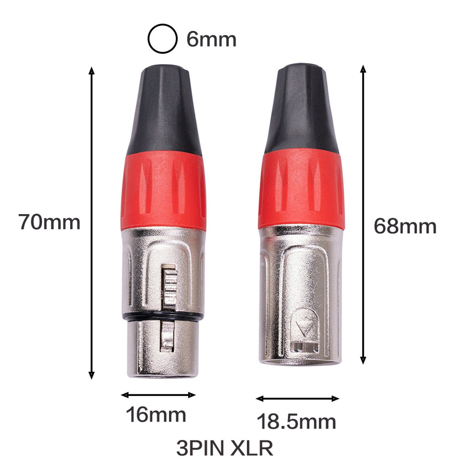 3 Pin XLR Plug Connector Male and Female Mic Cable Adapter DIY Parts Red