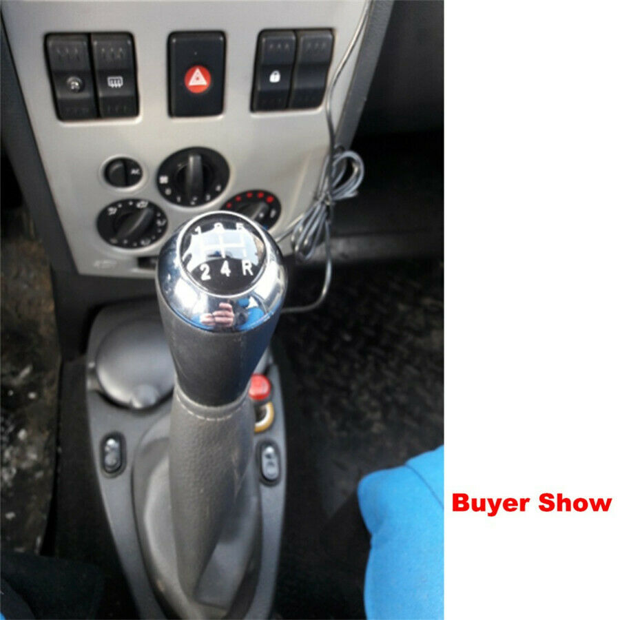 Universal 5 Speed Manual Gear Shift Knob Shifter Lever Premium Black Leather