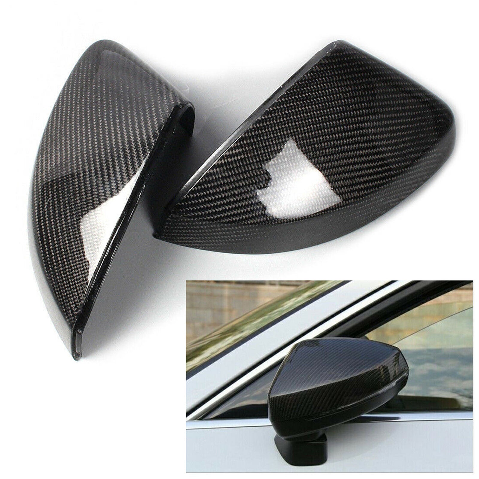 1 Pair Carbon Fiber Wing Side Mirror Cover Caps Housing fit for Audi A3 S3 RS3