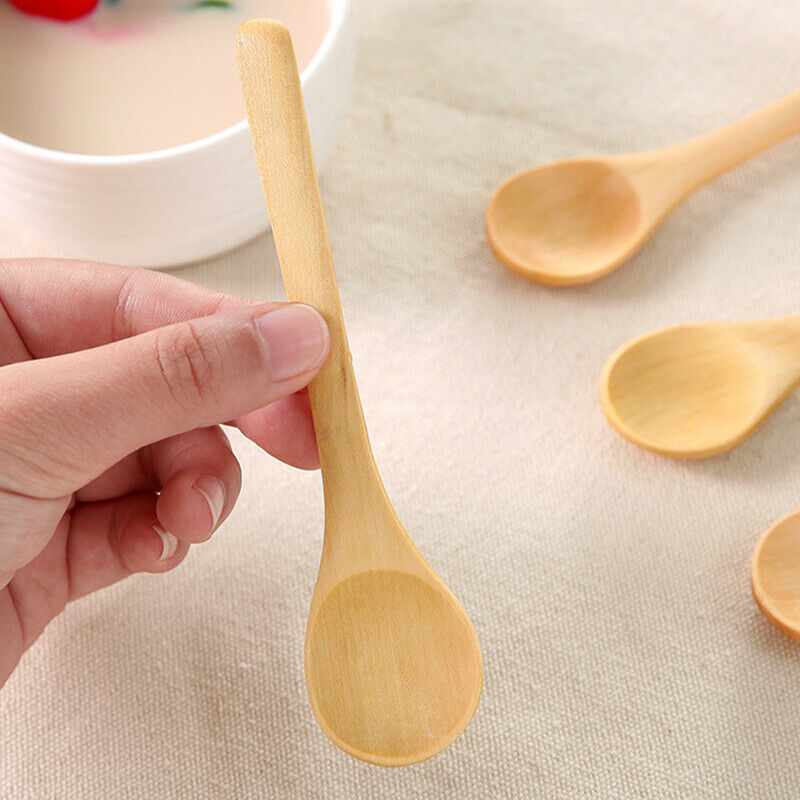 5pcs/lot 13*3cm Wooden Spoon Dessert Coffee Honey Wood Soup Spoon Kitchen.l8