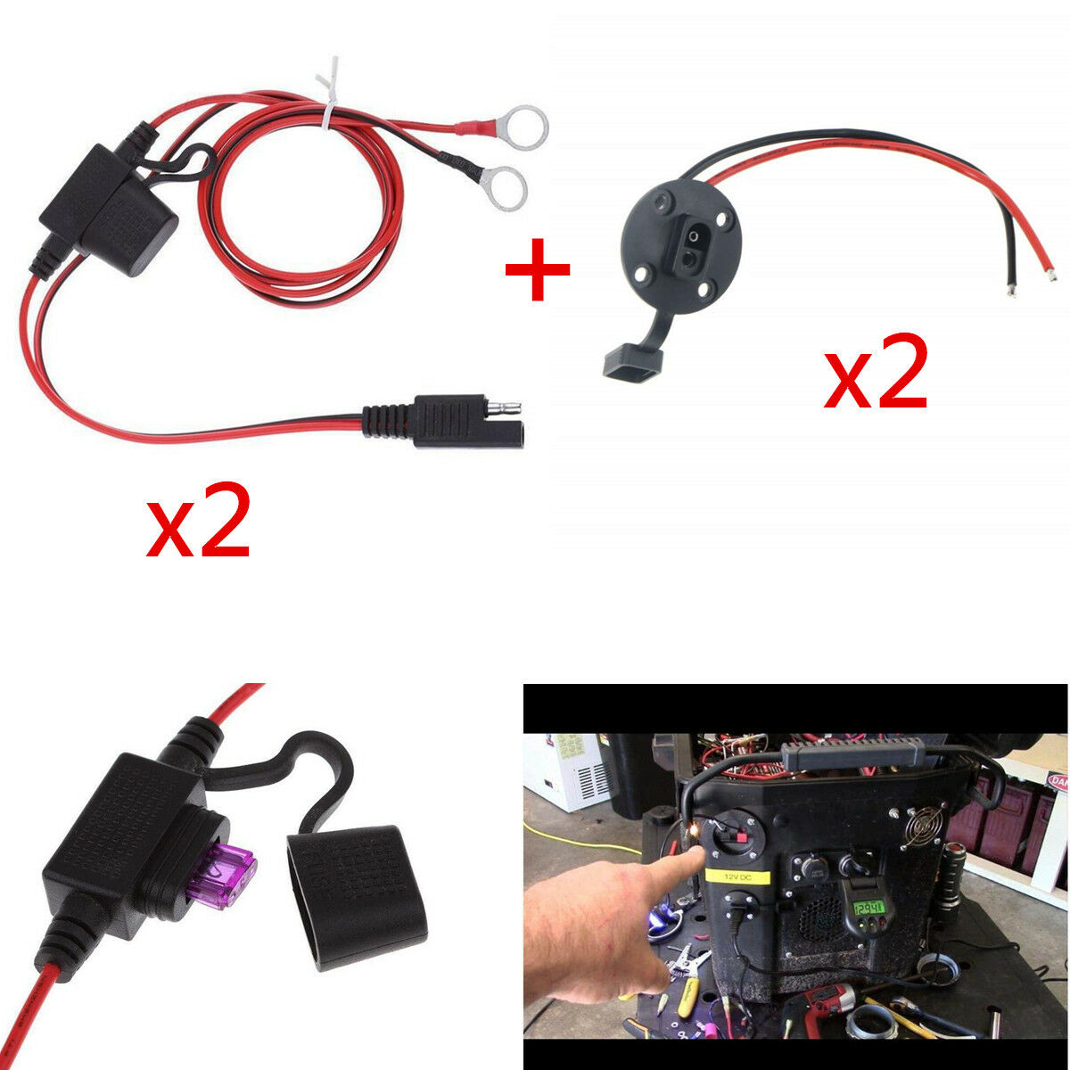 2-Pin Car SAE Single Head Line Socket Waterproof Quick Connect / Disconnect Plug