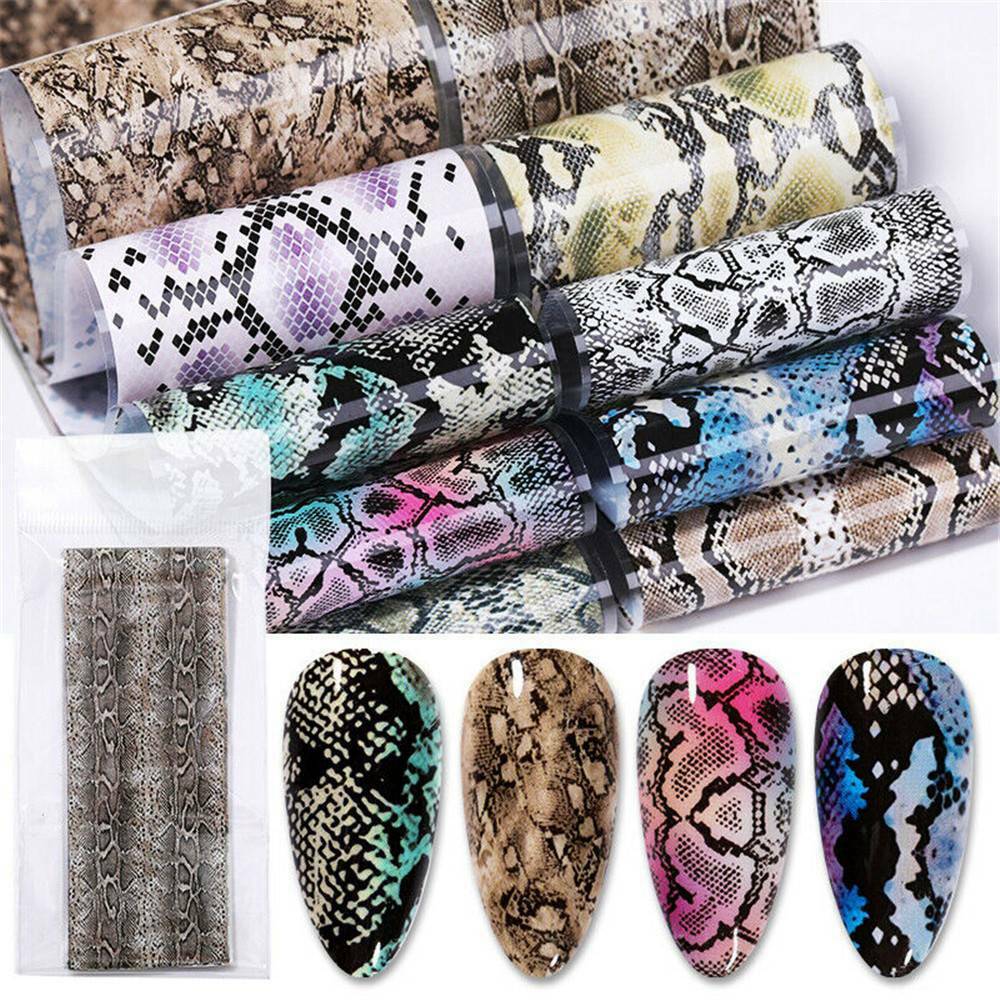 10 Sheets DIY Nail Foil Serpentine Nail Art Transfer Stickers Decals Nail Decors
