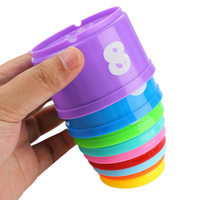 9PCS Educational Baby Toys Folding Stack Cup Tower Children Early Intelli.l8