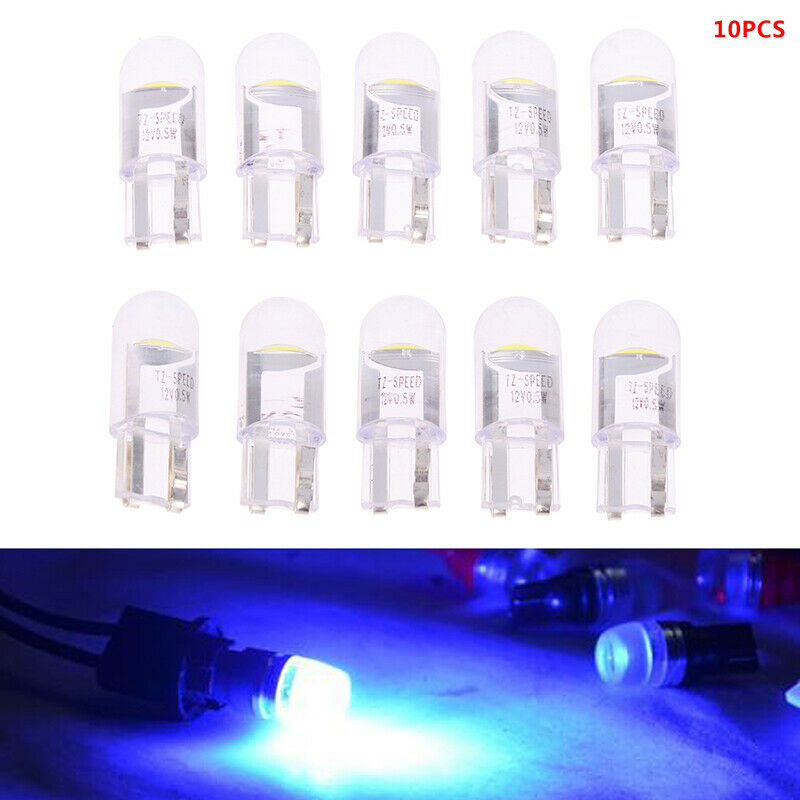 10PCS W5W T10 Glass Housing COB LED Car Bulb White License Plate Lamp Dome LigSJ