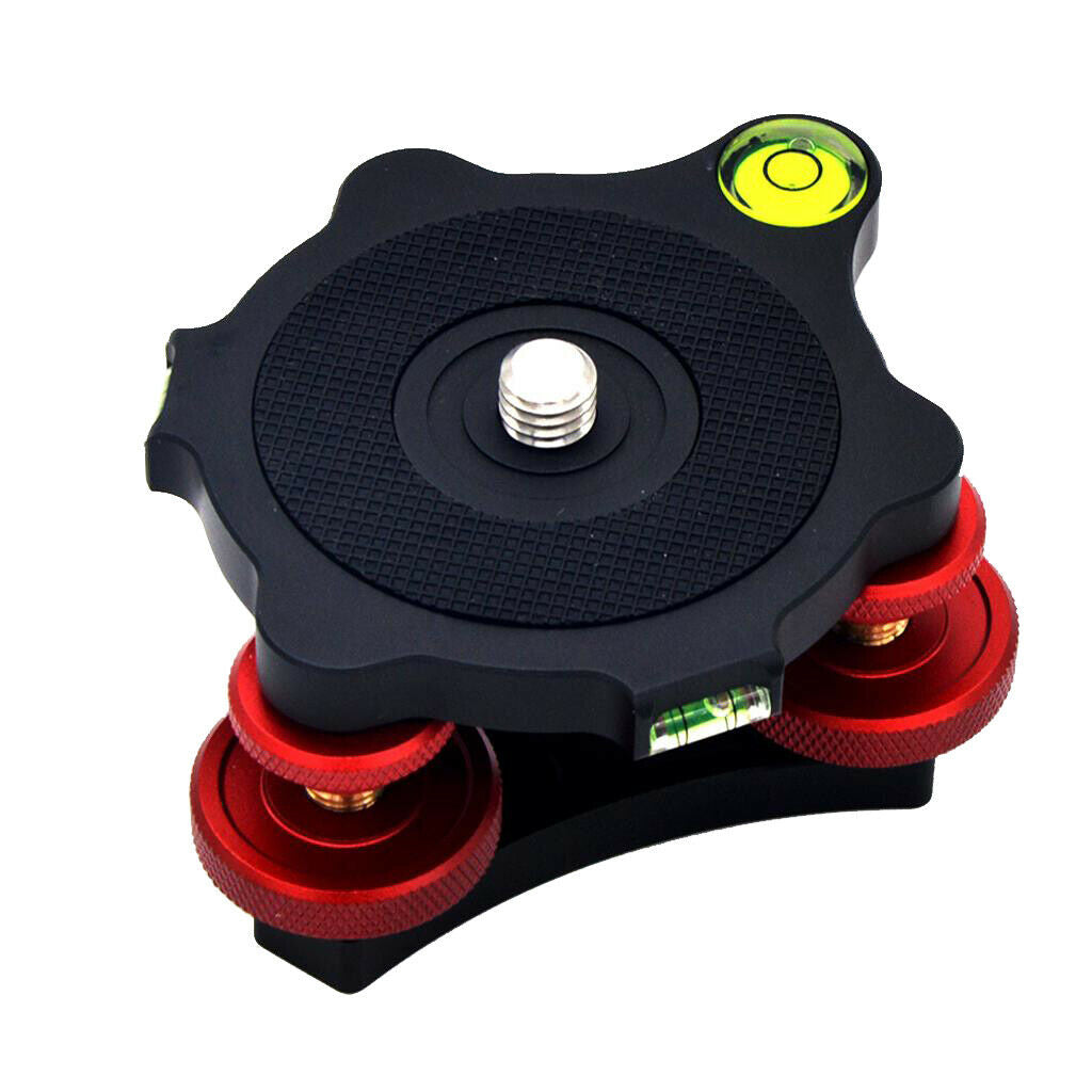 Per leveling base camera tripod head with 3/8