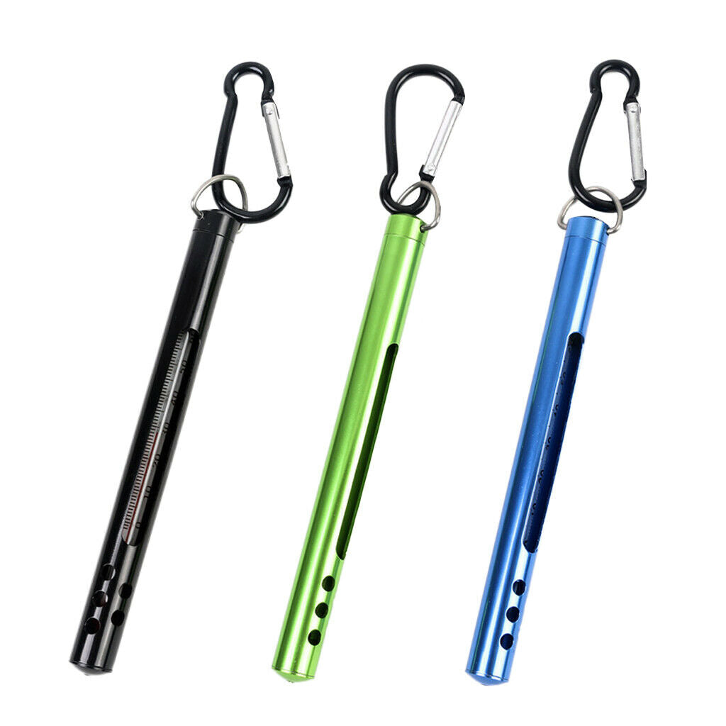 Fishing Thermometer Stream Water Thermometer &Carabiner for River Lake Blue