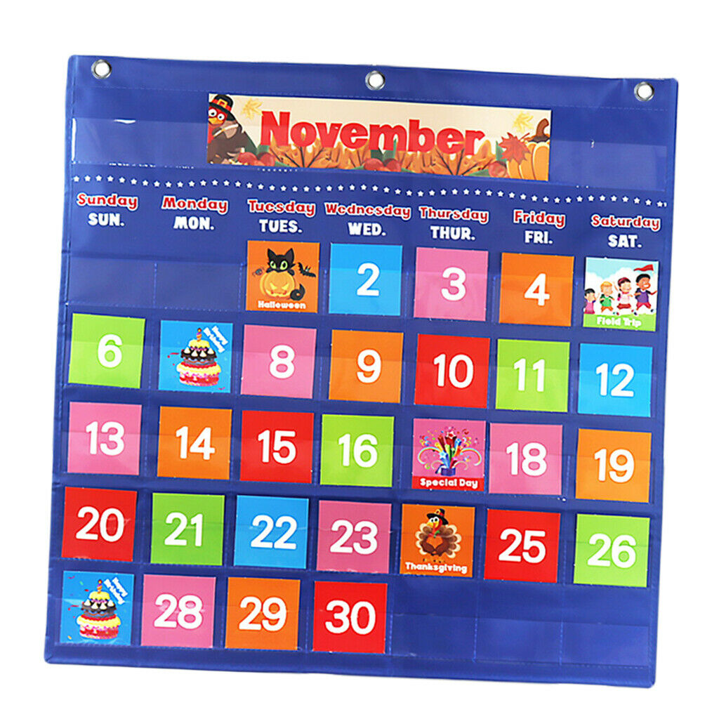 Homeschool Learning Calendar Pocket Chart Day Week Monthly Pocket Chart for Kids