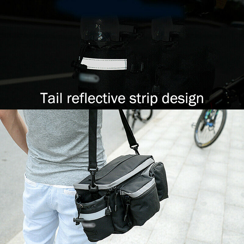 Bicycle Rear Rack Bag Bike Tail Seat Trunk Pack Storage Pouch Handbag Cup Holder