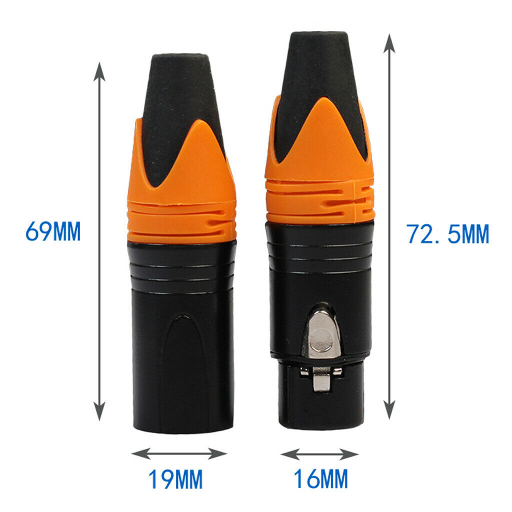 5 Pairs XLR Connector Male and Female Microphone Mic Audio Adapter Orange