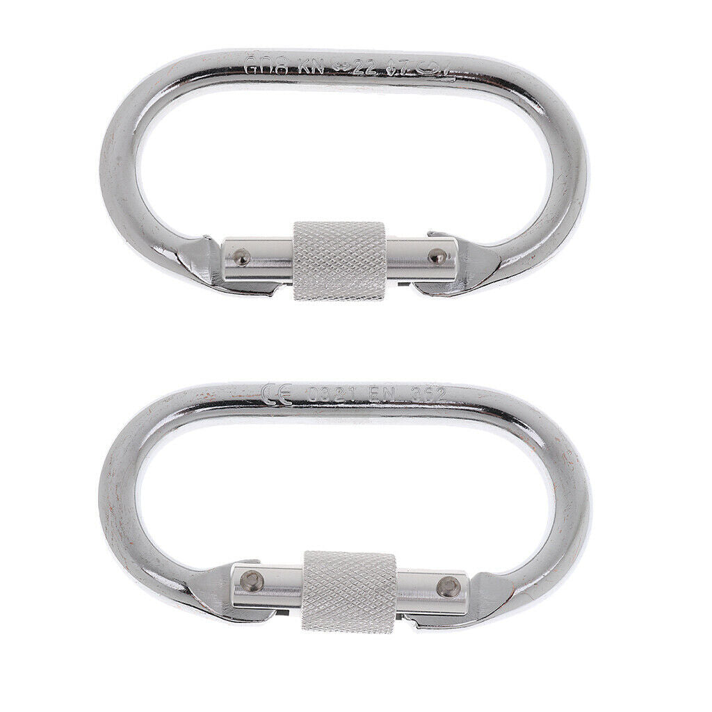 2pcs 23KN Screw Locking Carabiner For Rock Climbing Yoga Inversion Hammock