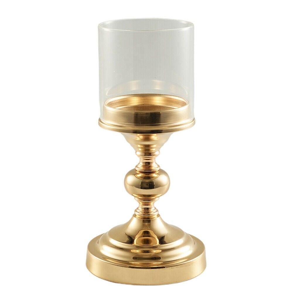 LED Light Candle Holder Table Centerpiece Crystal Candlestick Golden S
