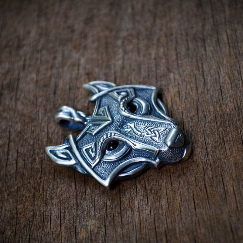 Fashion Mens Retro Stainless Steel Wolf Animal Head Pendant Necklace Chain HS