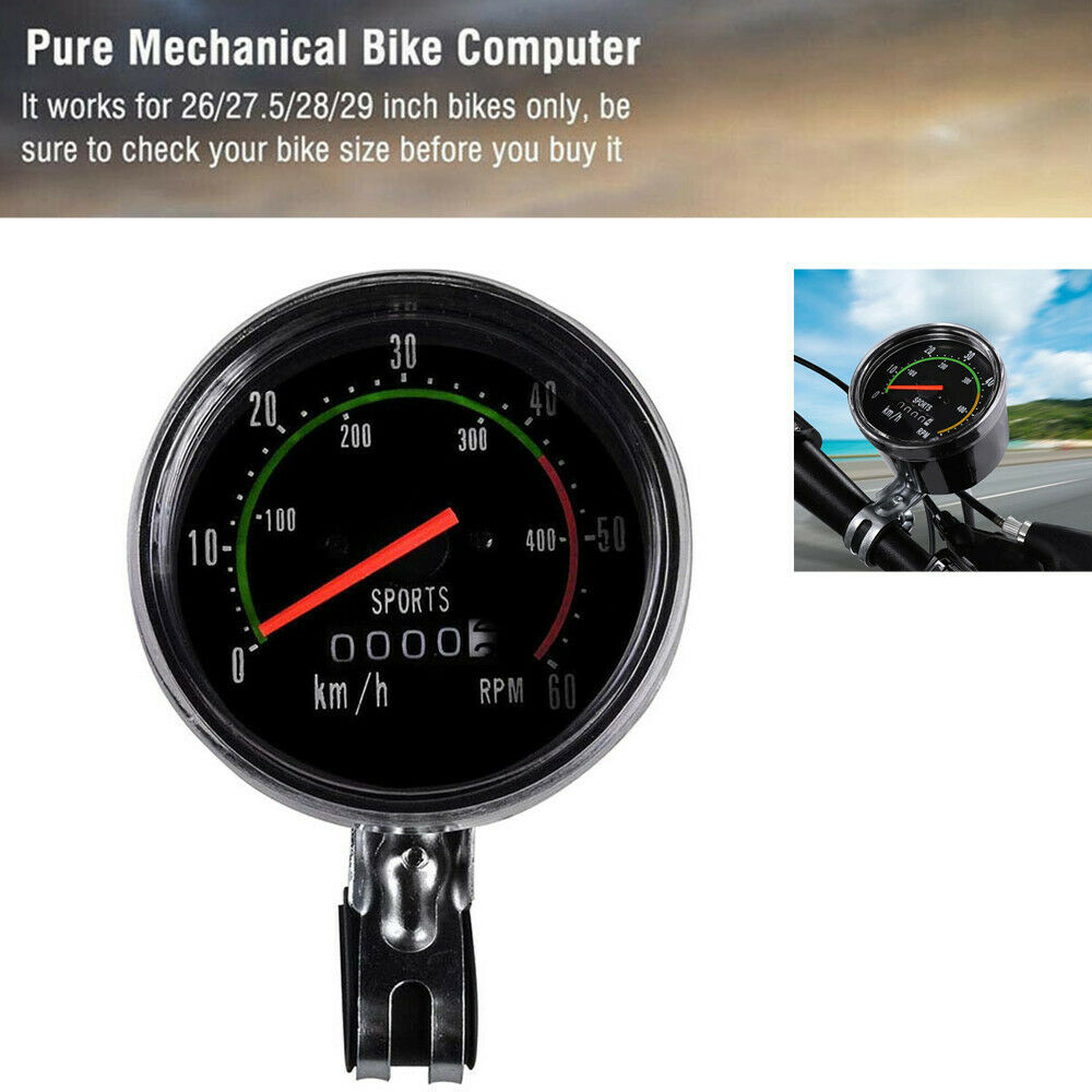 Bicycle Computer Mechanical Analog Bike Cycling Odo Speedometer Aluminum Alloy
