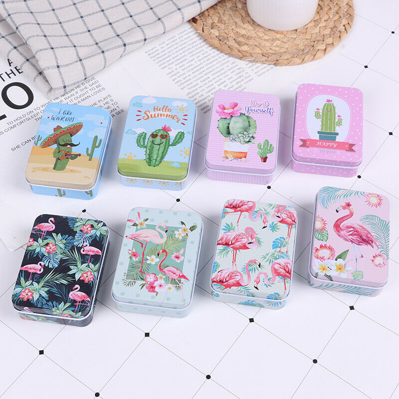 Flower Tin Trinket Coin Box Jewelry Storage Case Gifts Packing 90x65x25.l8