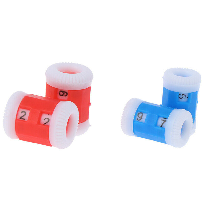 2Red +2Blue Plastic Knitting Needles Row Counter Lines Number Calculator .l8