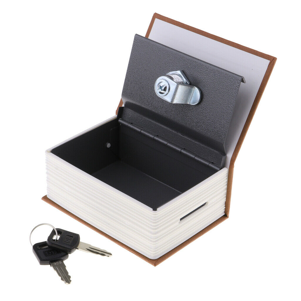 Small Hidden Dictionary Book Safe Stash with Key Piggy Bank Light Coffee