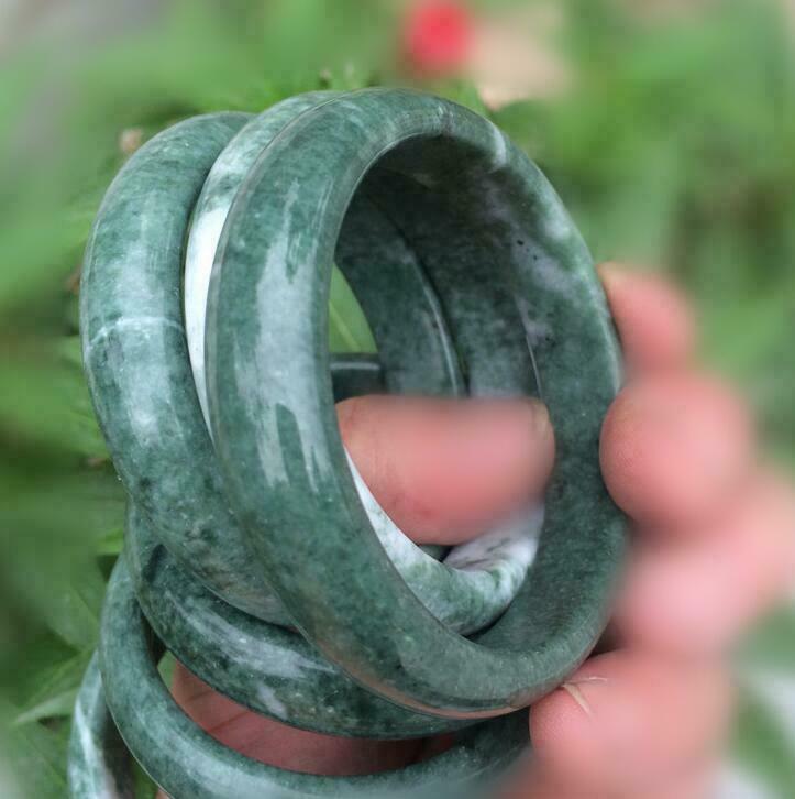 5pcs Natural jade bracelet jewellery Amulet stone Lady hand-carved 58-60mm AAA