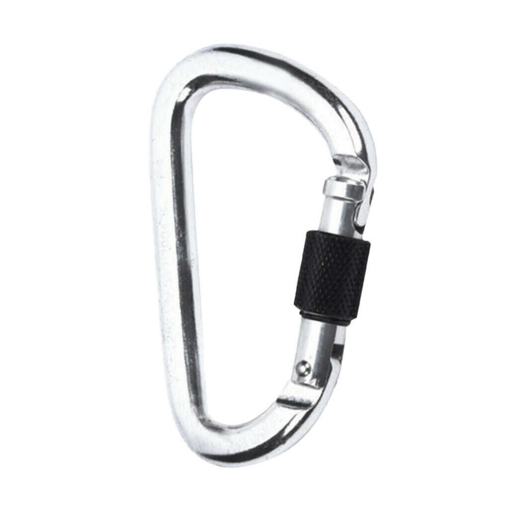22KN Aluminum Outdoor Rock Climbing Rappelling Screw Lock Carabiner Hook