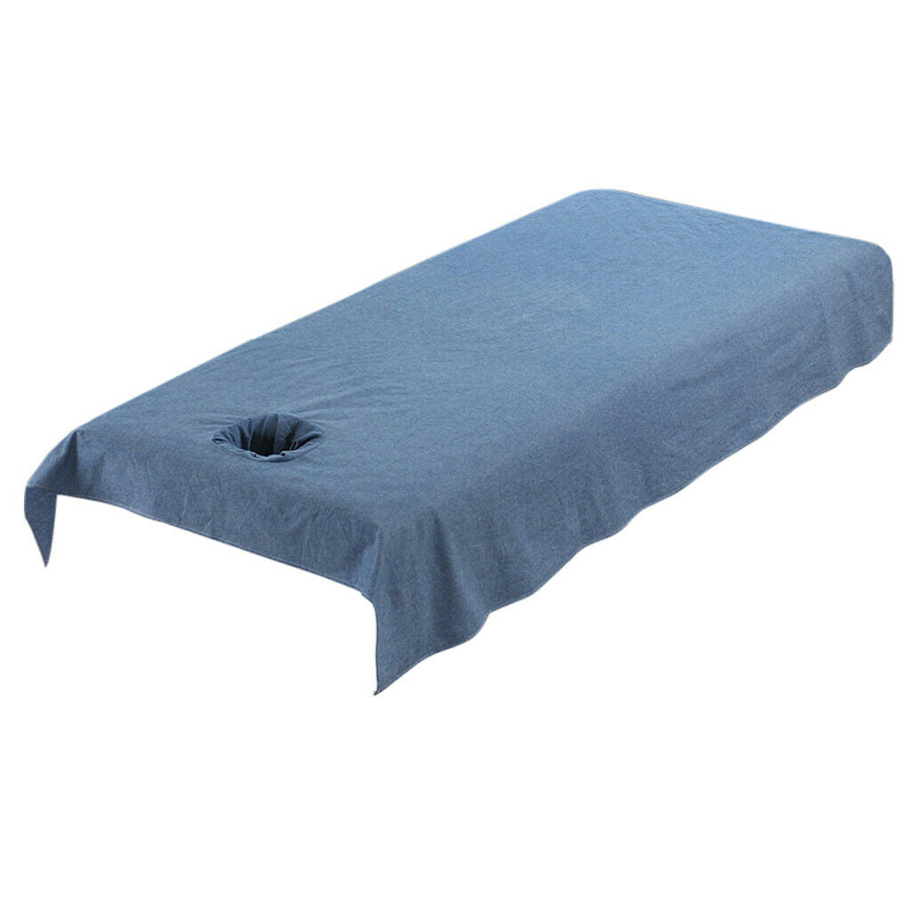 Washable Cotton Acupuncture Massage Table Bed Fitted Pad Cover Sheet Dark Blue