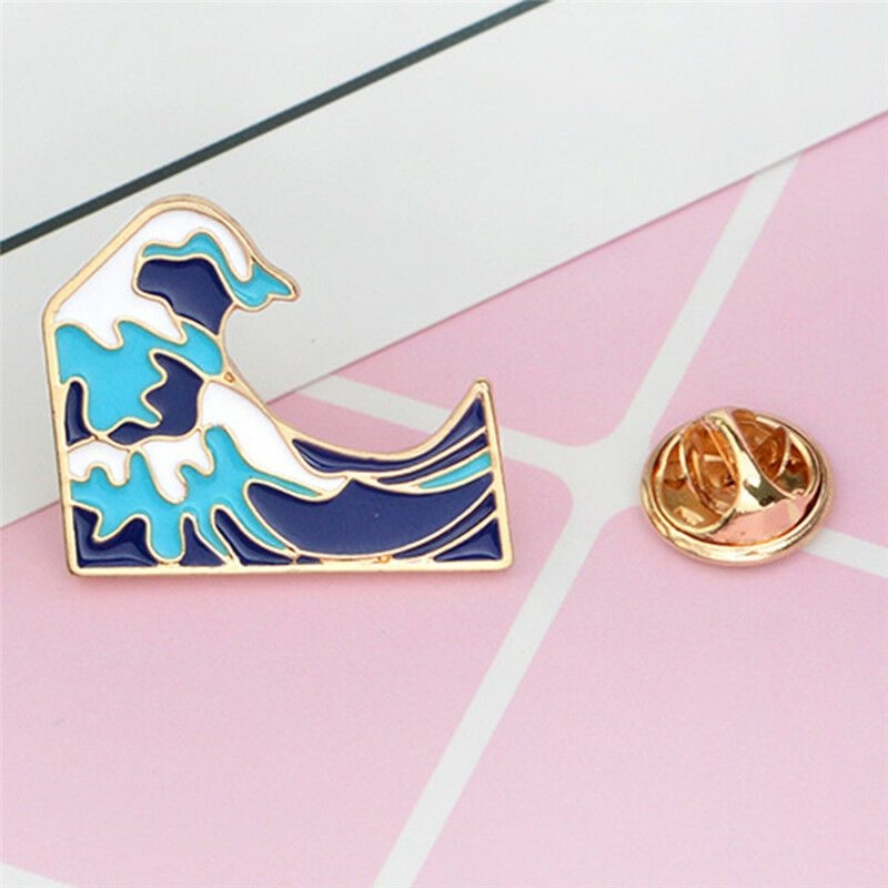 Simple Cartoon Girl Sea Wave Enamel Collar Pins Badge Corsage Brooch Jewel.l8