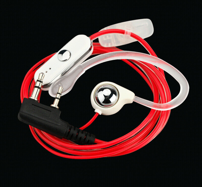 5x 2 Pin Earhook Earpiece Headset PTT Mic For Kenwood HYT BaoFeng Radio Red  AT2