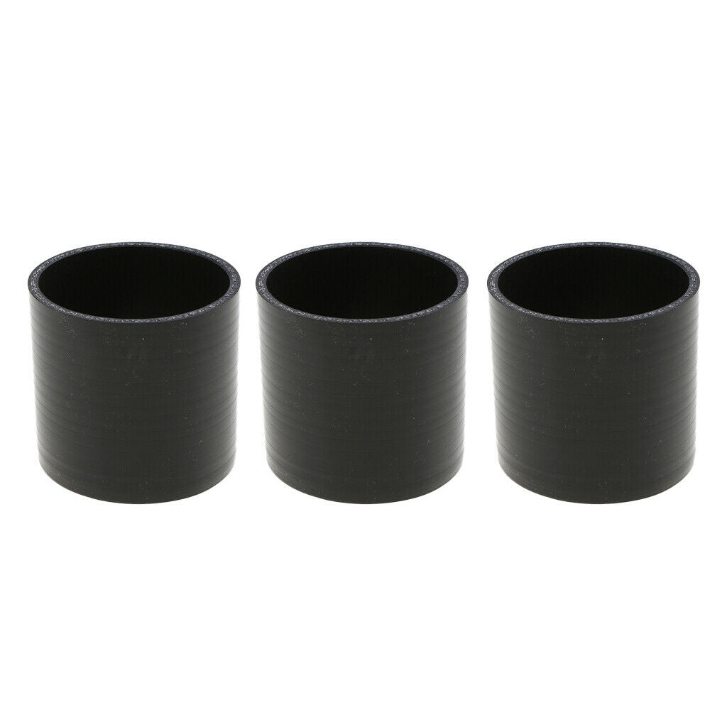 3pcs 4-ply Reinforced 3.5 Inch (89mm) Silicone Coupler Hose Tube Pipe Black