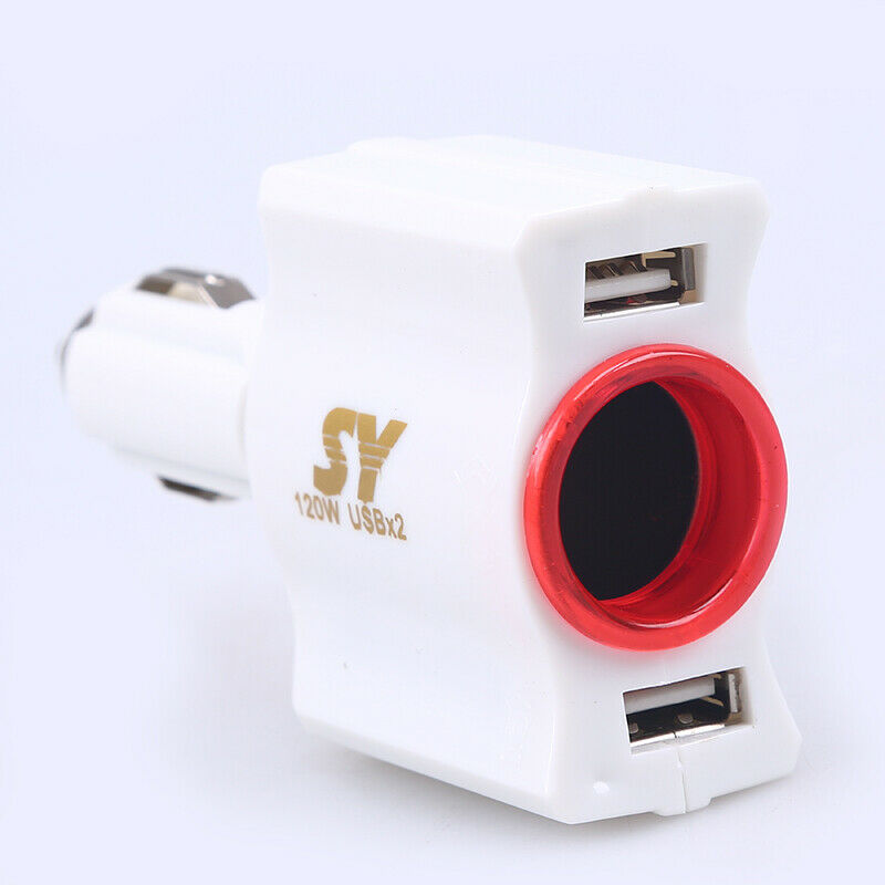 12-24V Type-C Car Auto Charger 2 Port Power Adapter Socket Charging USB White