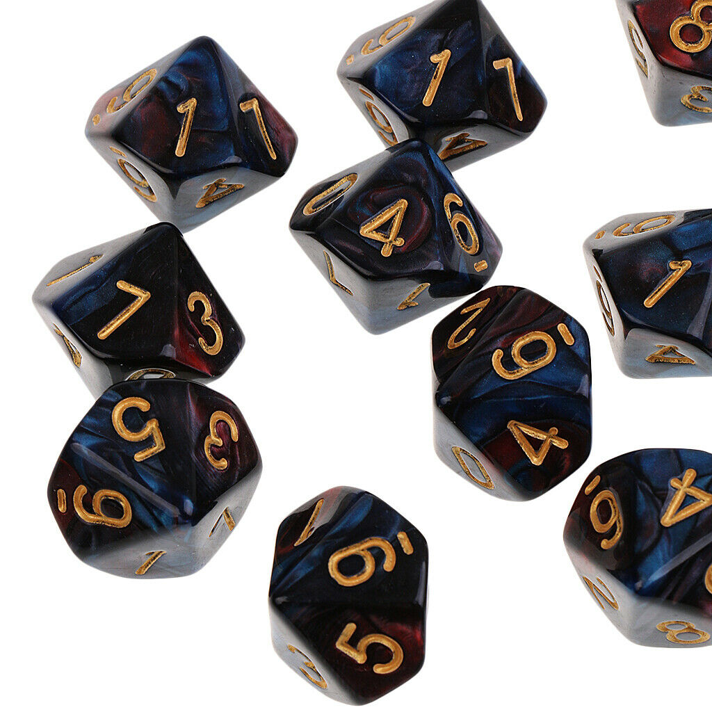 10X D10 Polyhedral Dice for   Games Durable Red Blue