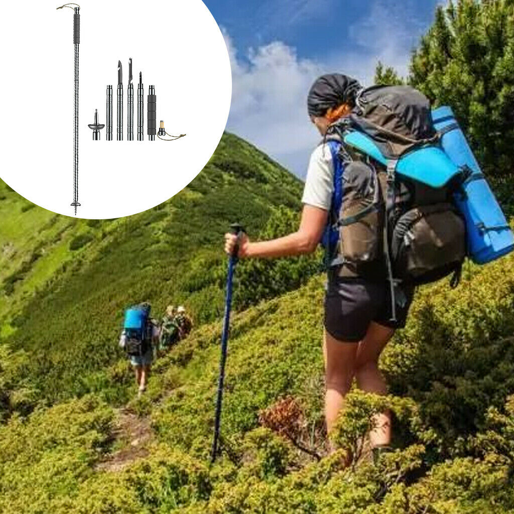 Adjustable Trekking Poles Camping Hiking Sticks Alpenstock Survival Tool