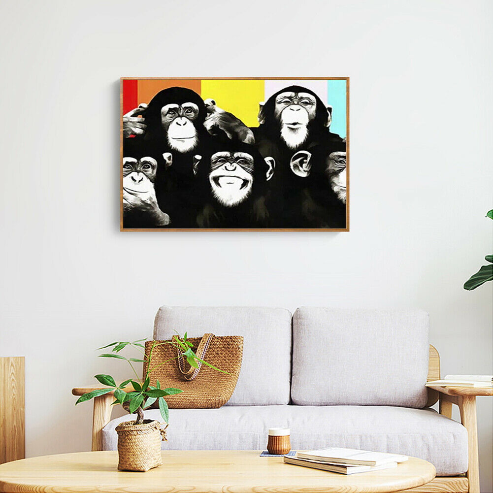 Gorilla Animal Oil Painting By Numbers Canvas Wall Drawing Kit DIY Home Art @