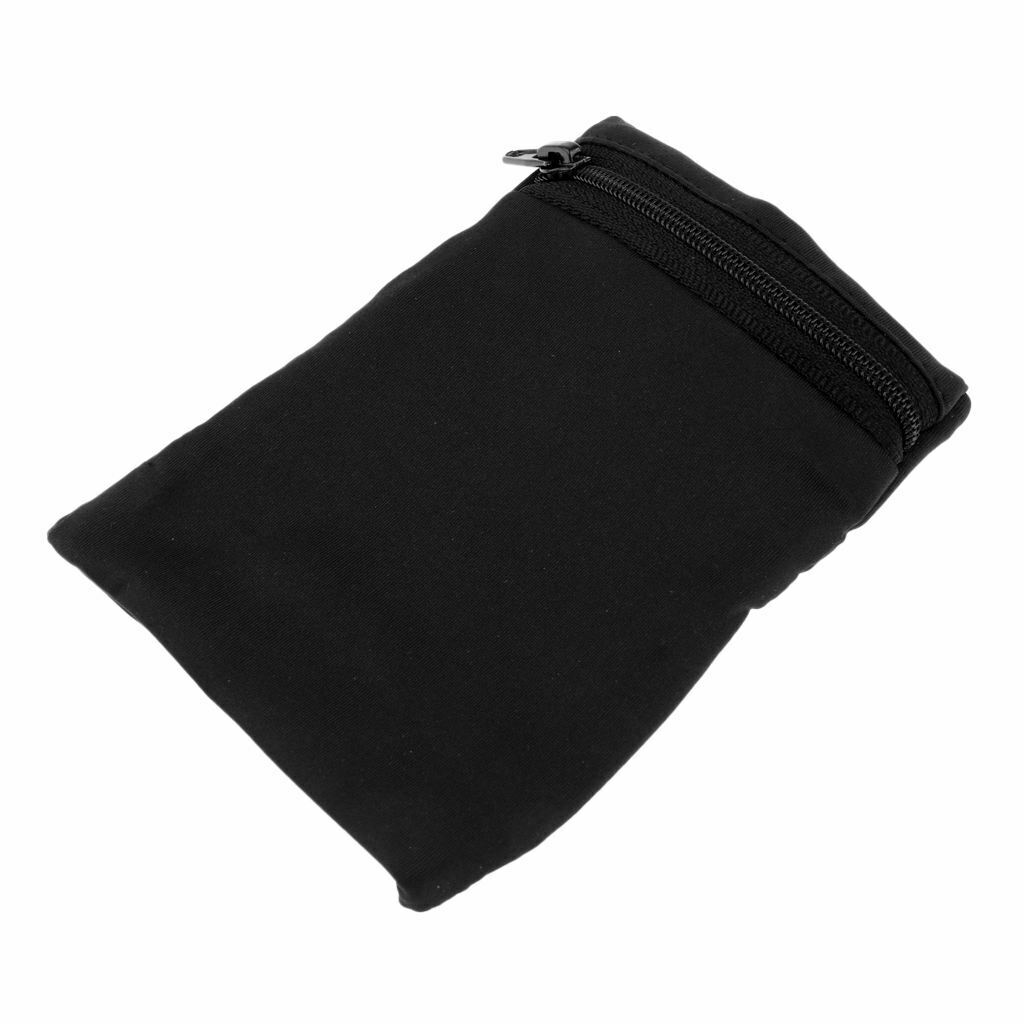 Black Sports Running Gym Wristband Sweatband Zipper Pocket Wallet