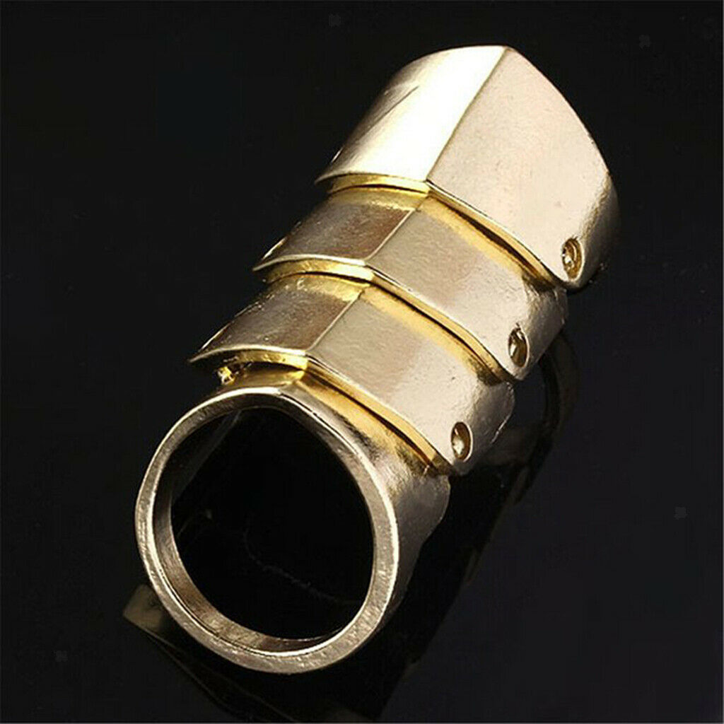 Gothic Punk Rock Long Armor Knuckle Finger Ring 18mm - Golden